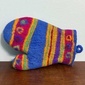 Fair Trade Eco-Friendly Artisan Colorful Felted Wool Oven Mitt